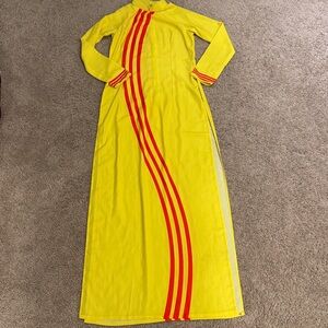 Yellow and Red Striped Ao Dai